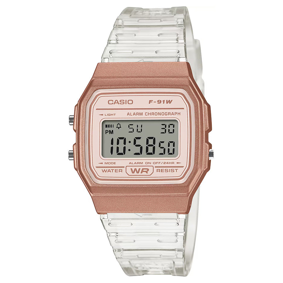 Casio Unisex Digital Watch 35mm Transparent Rose Gold