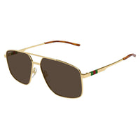Thumbnail for Gucci Men's Gold Navigator Sunglasses Brown Lenses GG1676S