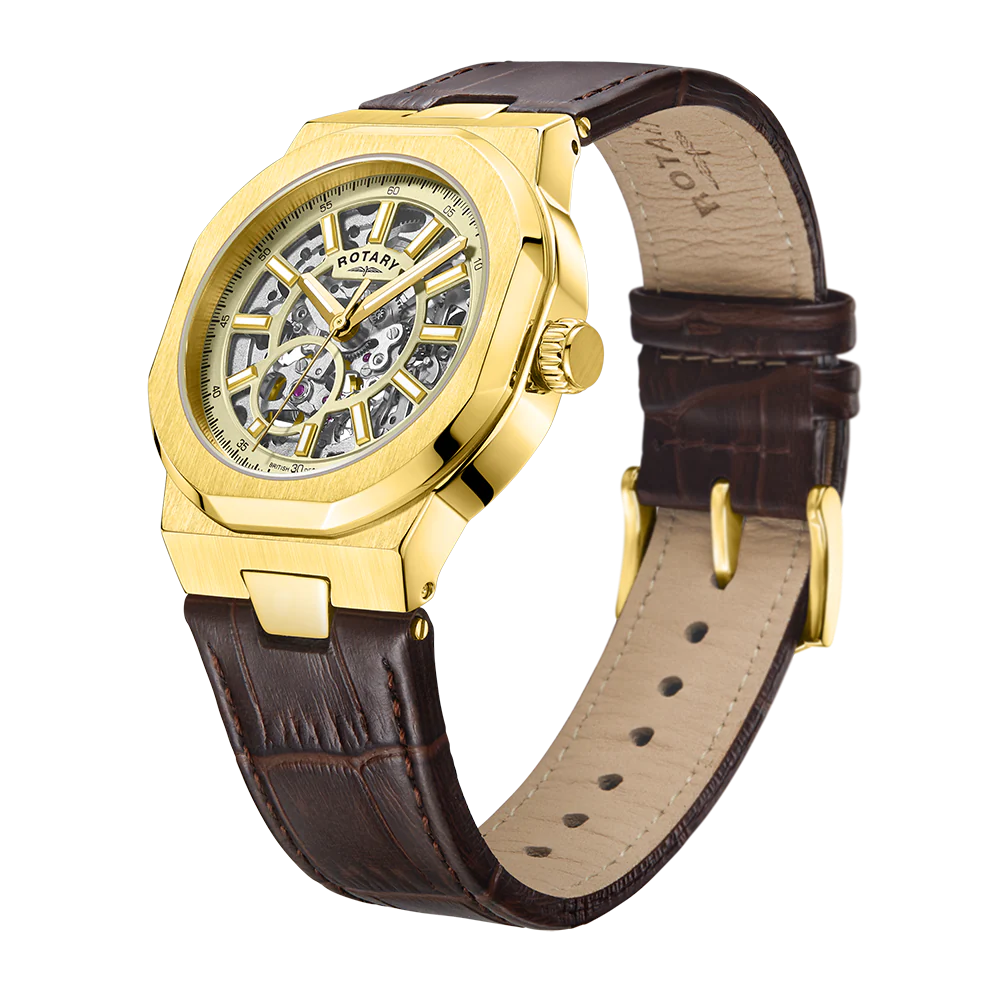 Rotary Skeleton Men's Yellow Gold Watch GS05418/03