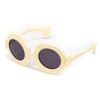 Thumbnail for Jeremy Scott Unisex Oversized Sunglasses Bones Special Cream Grey