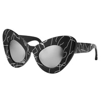 Thumbnail for Jeremy Scott x Linda Farrow Black and White Abstract Cateye Sunglasses
