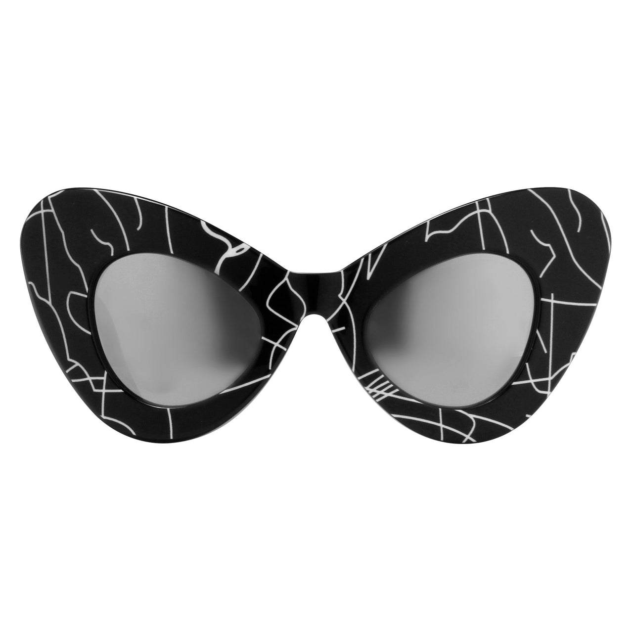 Jeremy Scott x Linda Farrow Black and White Abstract Cateye Sunglasses