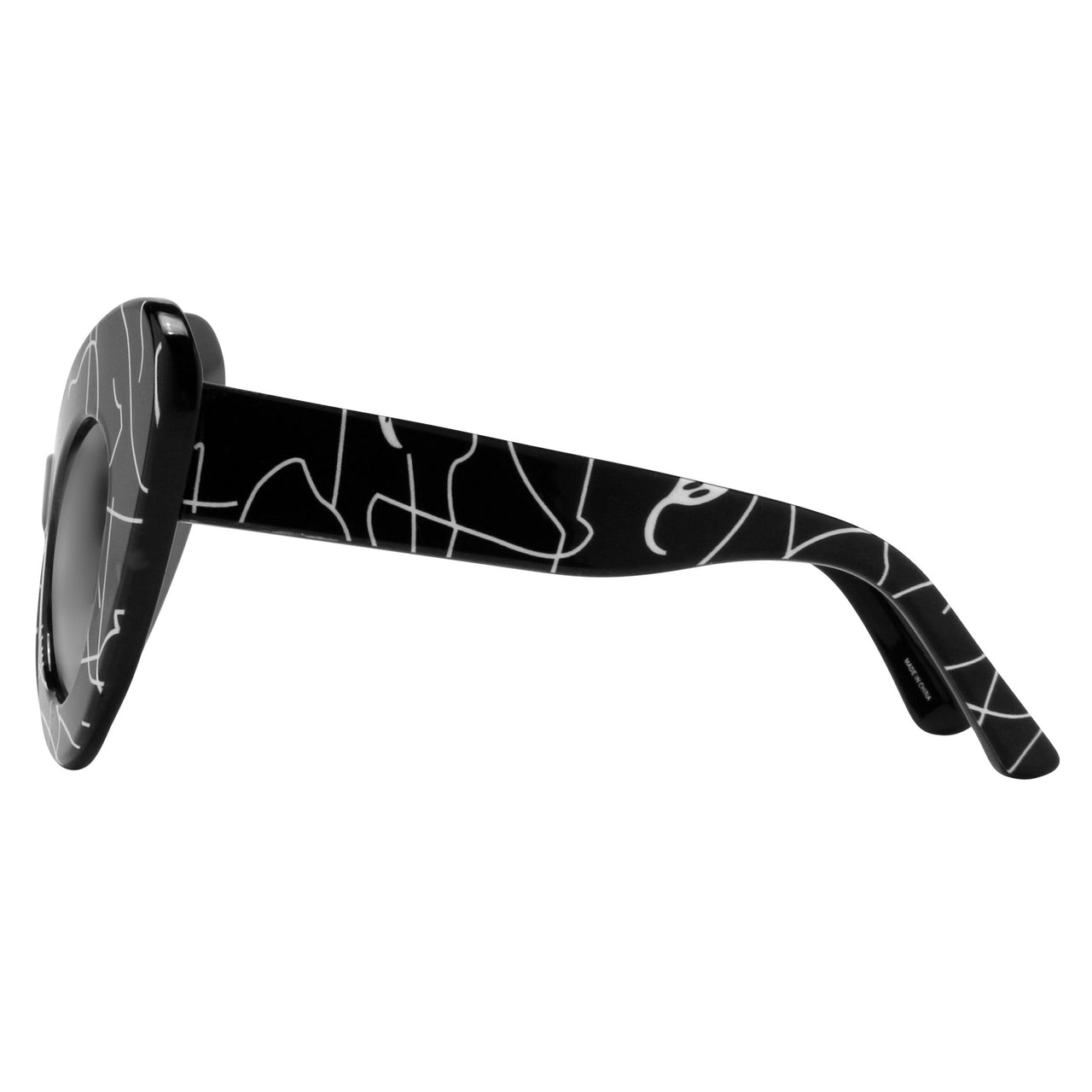 Jeremy Scott x Linda Farrow Black and White Abstract Cateye Sunglasses