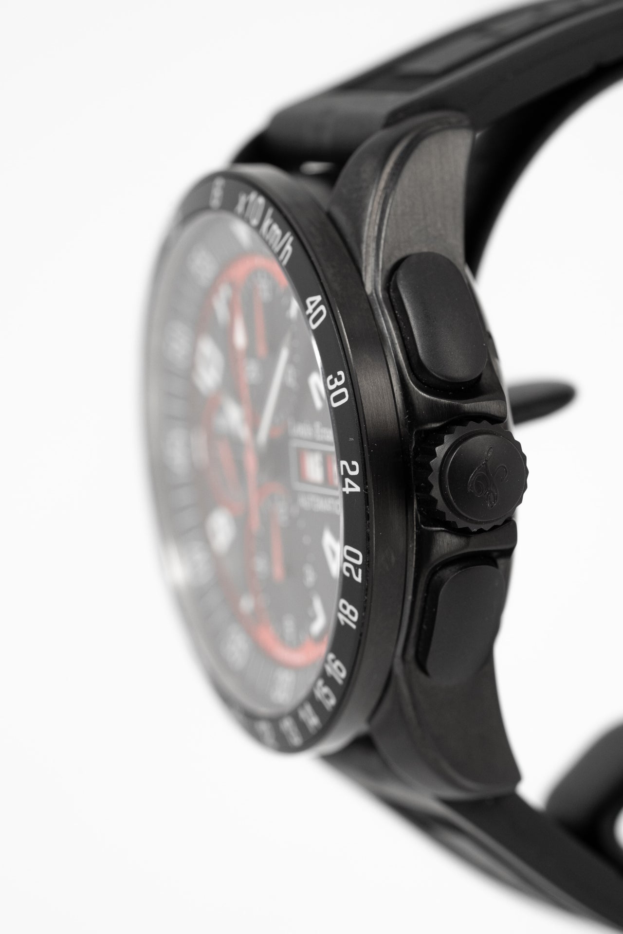 Louis Erard Men's La Sportive Chronograph Grey / Black Dial Black Leather Strap Automatic Watch 78119TS02.BVD72