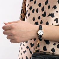 Thumbnail for Casio Dress 24mm Gold Ladies Black Leather Analogue Watch