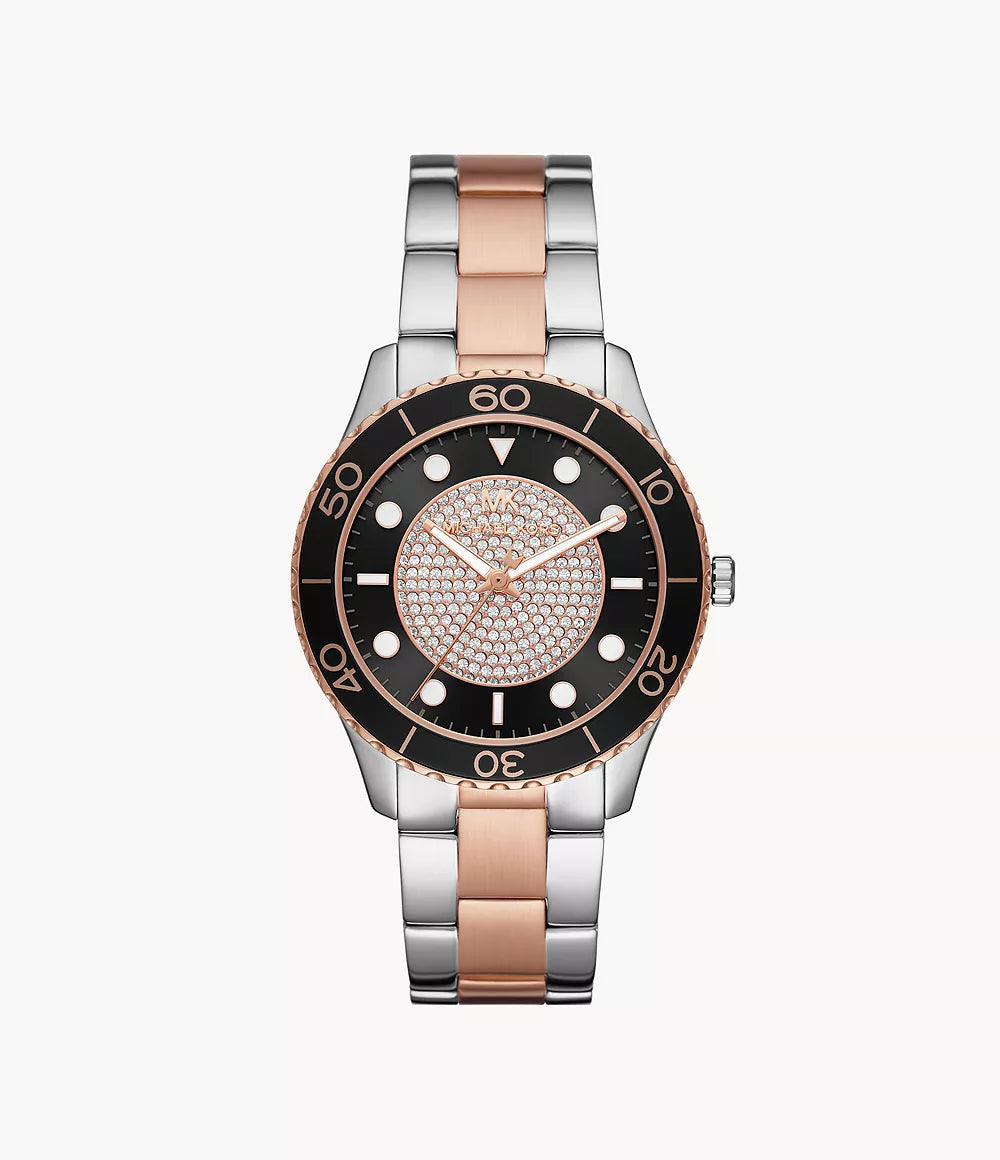 Black and rose gold michael kors watch hotsell