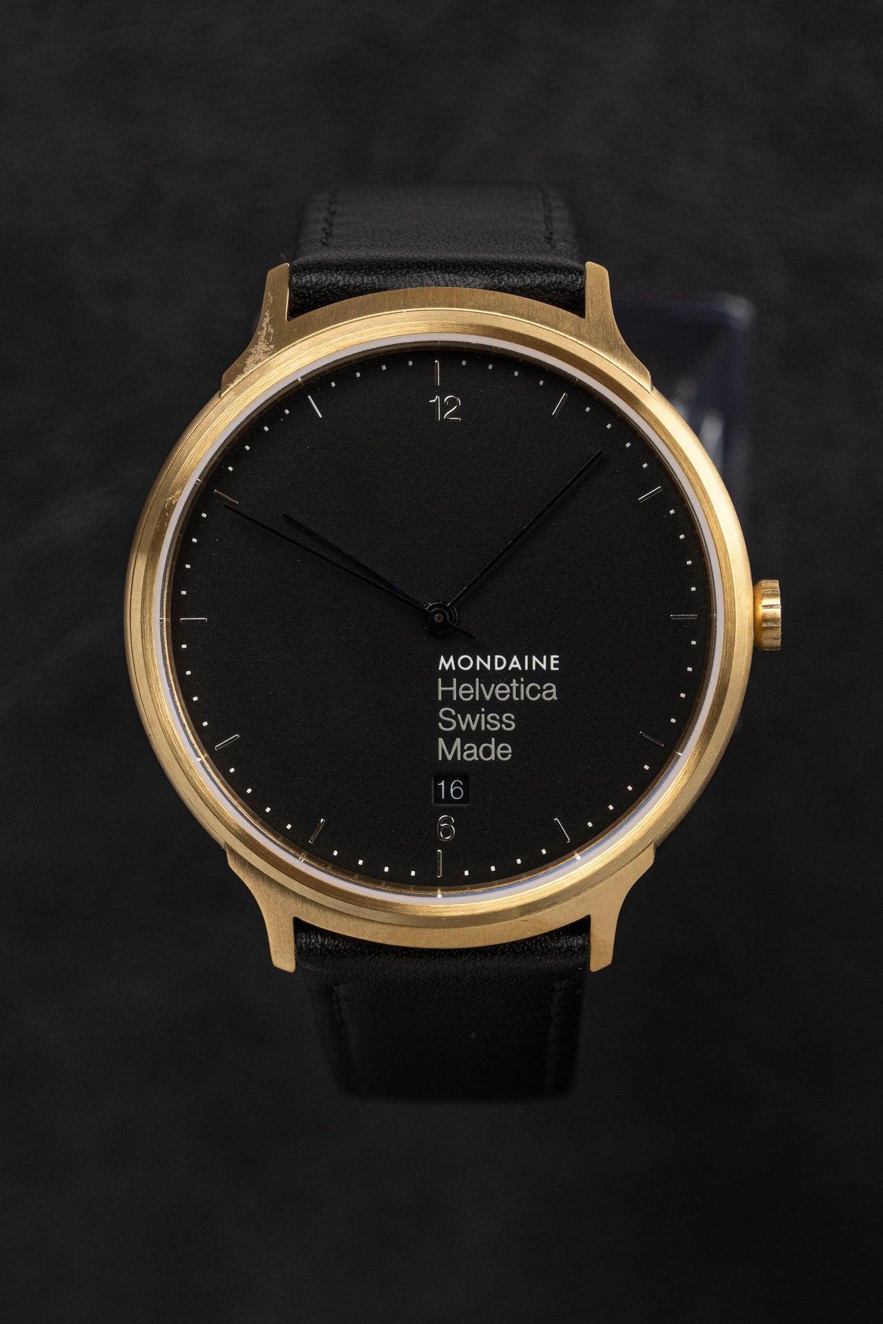Mondaine Watch Helvetica No1 Light Gold Black