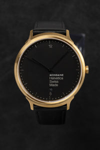 Thumbnail for Mondaine Watch Helvetica No1 Light Gold Black