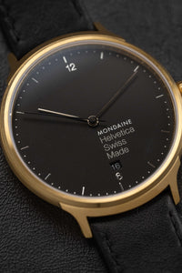 Thumbnail for Mondaine Watch Helvetica No1 Light Gold Black