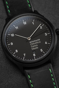 Thumbnail for Mondaine Watch Helvetica No1 Black Green