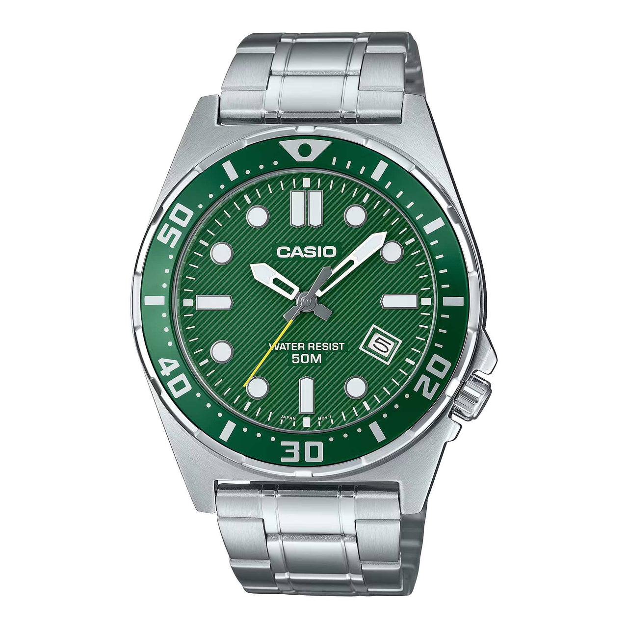 Casio Men's Quartz Date Watch 44mm Sport Green Silver