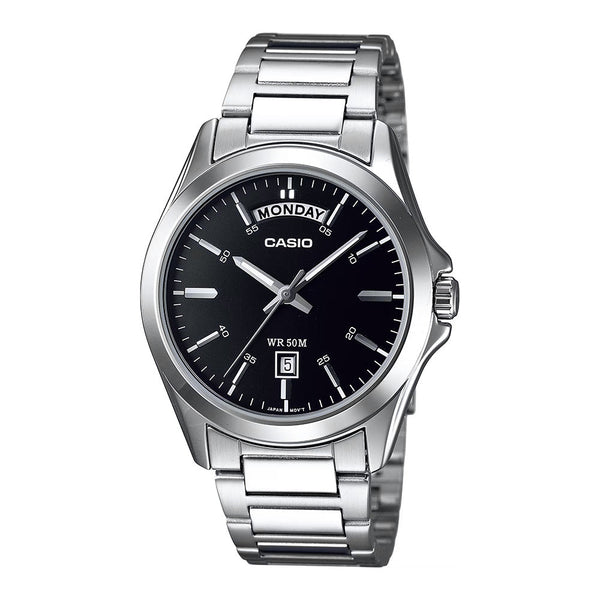 Casio Men's Quartz Day Date Watch 40mm Silver Black