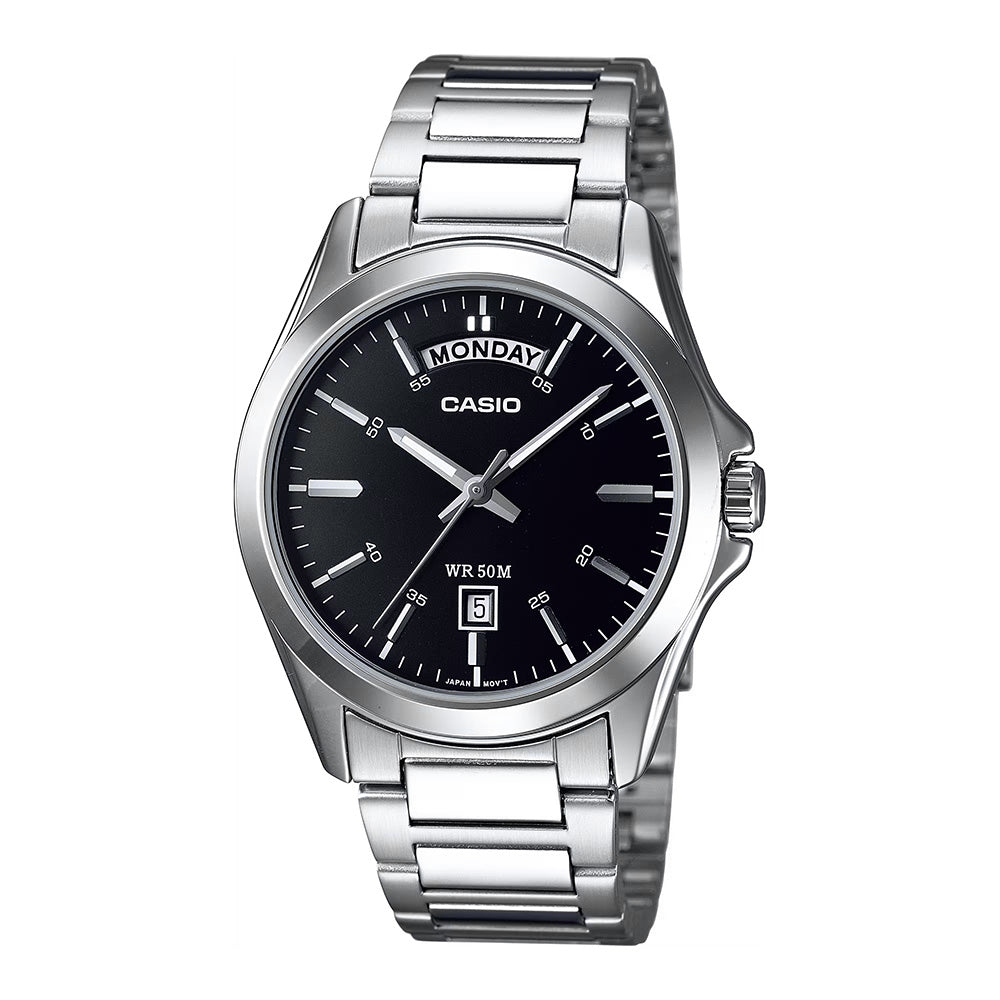 Casio Men's Quartz Day Date Watch 40mm Silver Black