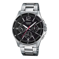 Thumbnail for Casio Chrono 44mm Silver Men's Black Analogue Watch