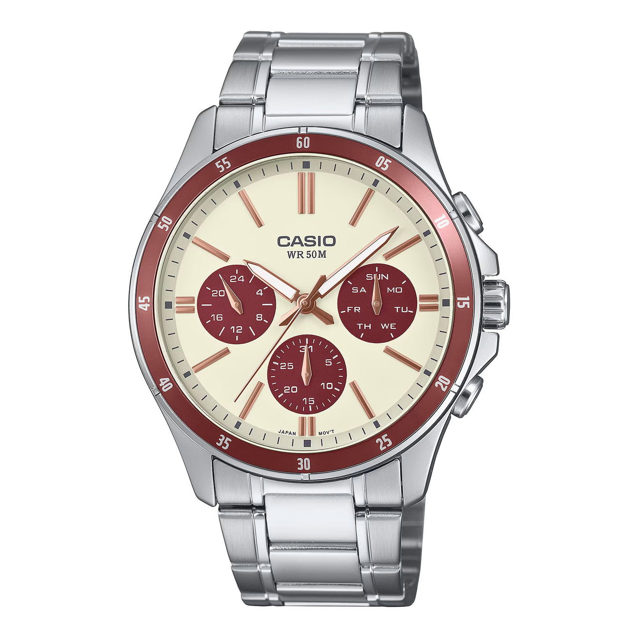 Casio Chrono 44mm Silver Men's Neutral Cream Analogue Watch