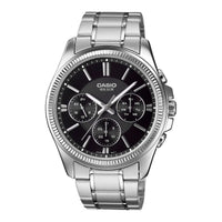 Thumbnail for Casio Chrono 42mm Silver Men's Black Analogue Watch