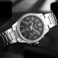 Thumbnail for Casio Chrono 42mm Silver Men's Black Analogue Watch