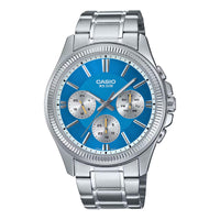 Thumbnail for Casio Chrono 42mm Silver Men's Blue Analogue Watch