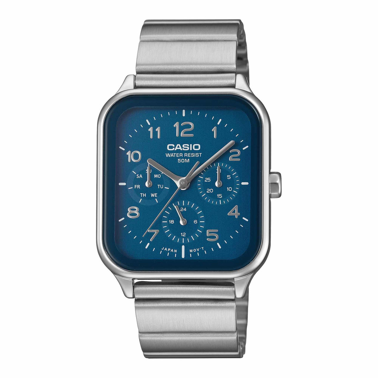 Casio Men's Quartz Multi Dial Watch 34mm Blue Square
