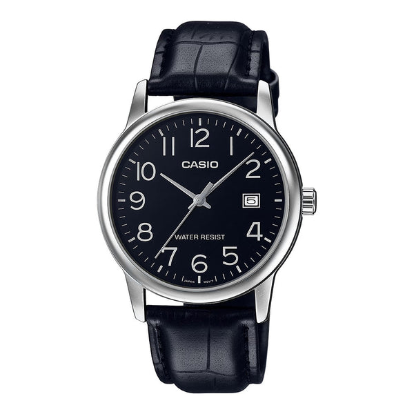 Casio Men's Quartz Date Watch 37mm Black Leather