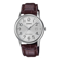 Thumbnail for Casio Men's Quartz Date Watch 37mm Silver Brown Leather