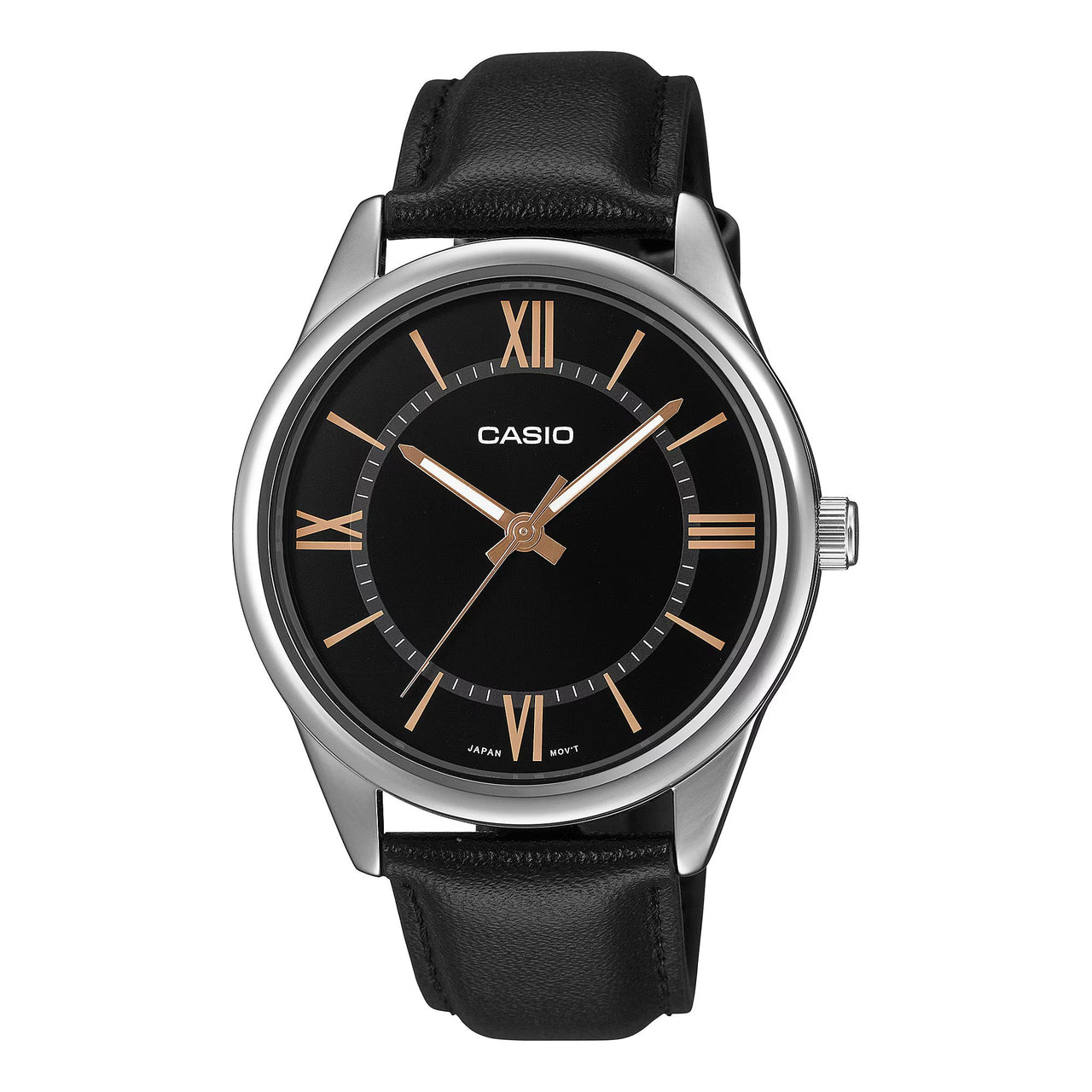 Casio Men's Quartz Watch 40mm Black Leather Silver