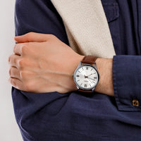 Thumbnail for Casio Classic 40mm Silver Men's Brown Leather Analogue Watch