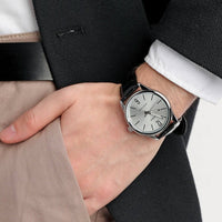 Thumbnail for Casio Classic 40mm Silver Men's Black Leather Analogue Silver Watch