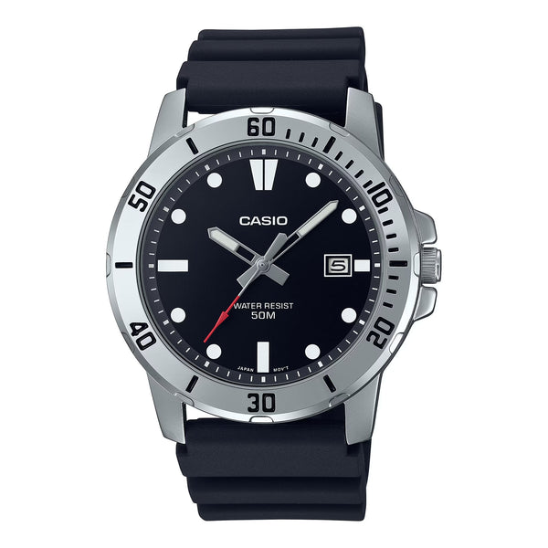 Casio Men's Quartz Date Watch 45mm Black Resin Silver