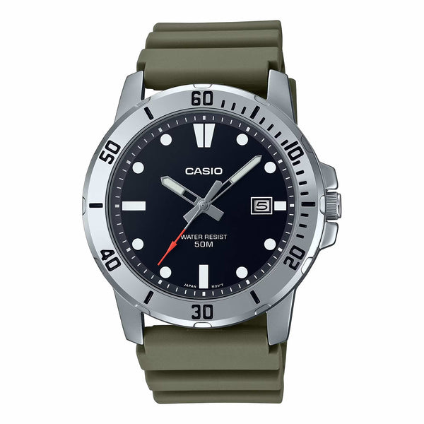Casio Men's Quartz Date Watch 45mm Sporty Green Black