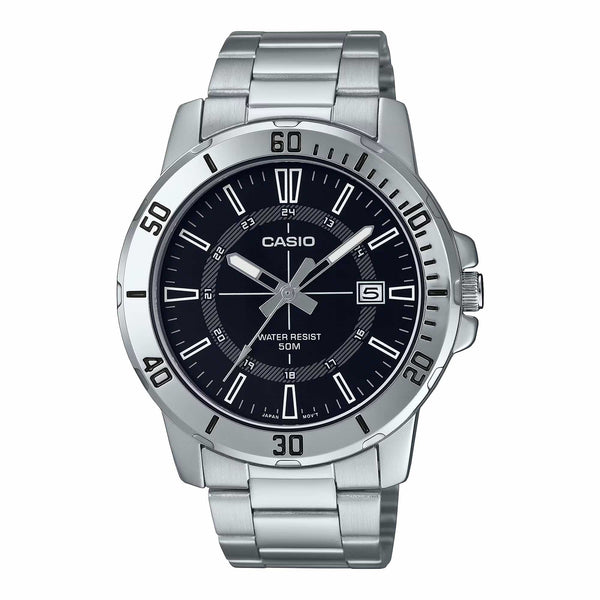 Casio Men's Quartz Date Watch 45mm Sporty Silver Black