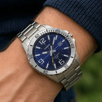 Thumbnail for Casio Men's Watch 45mm Enticer Link Bracelet Blue Stainless Steel