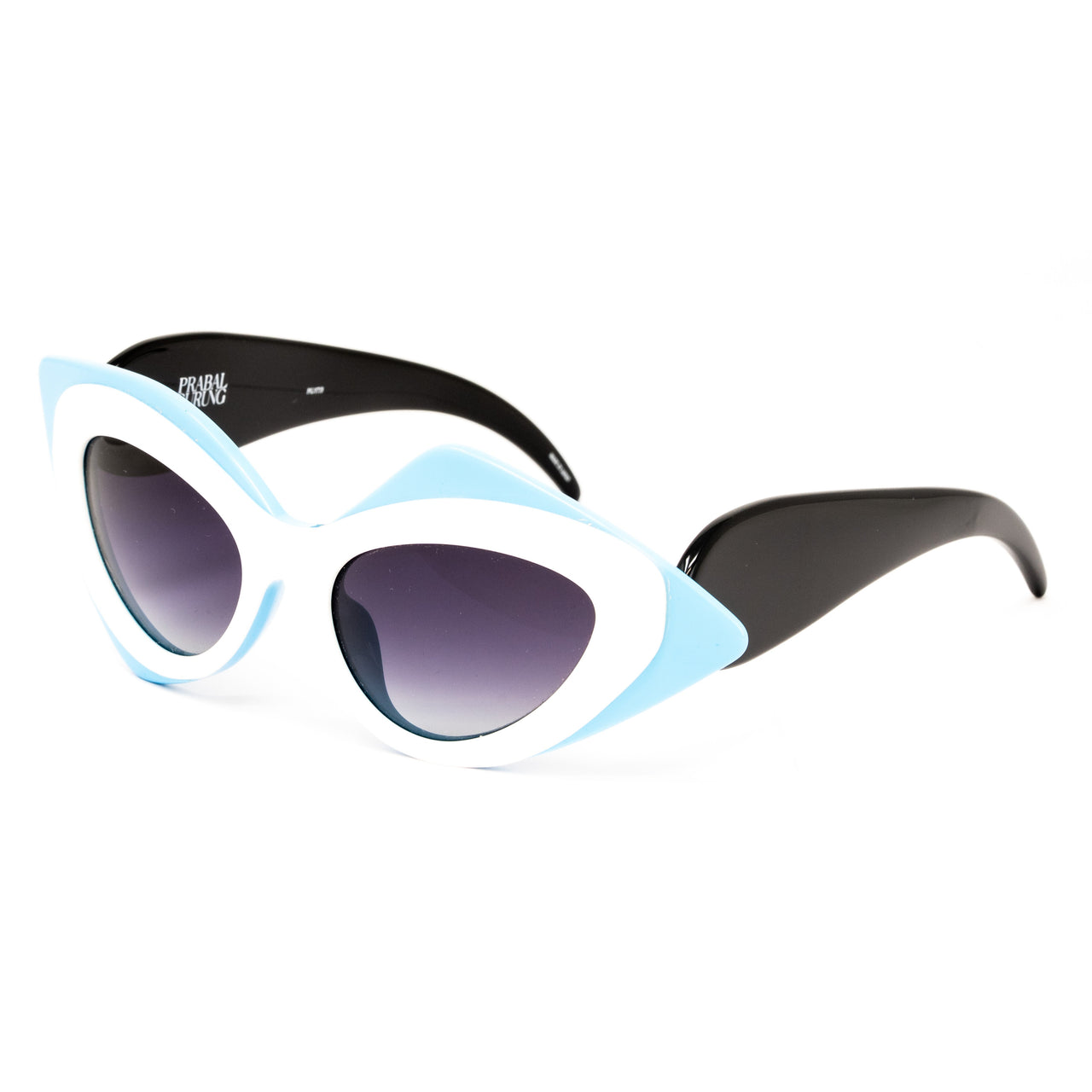 Prabal Gurung x Linda Farrow Cat Eye Pop Art White Blue Polarised Sunglasses