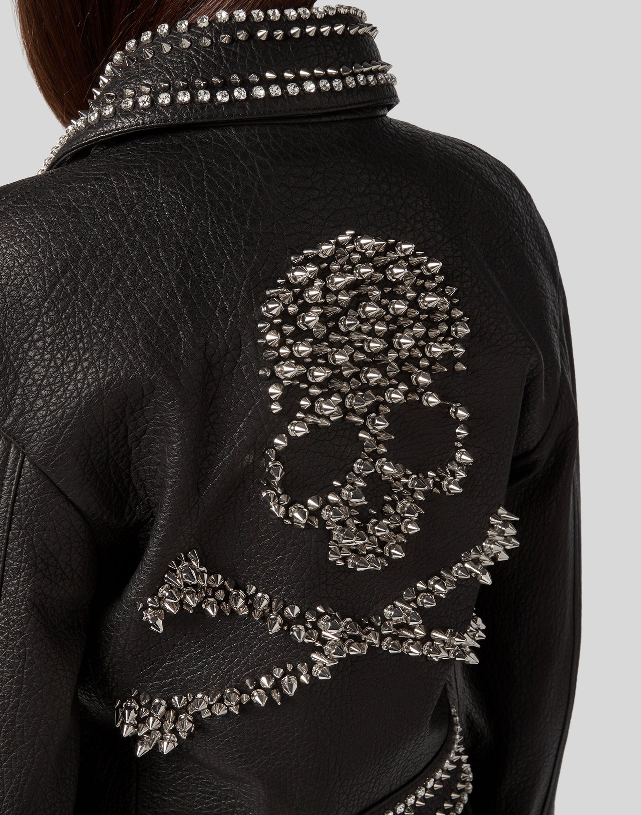 Philipp Plein Studs Skull Leather Jacket Size S