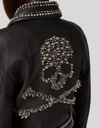 Thumbnail for Philipp Plein Studs Skull Leather Jacket Size S