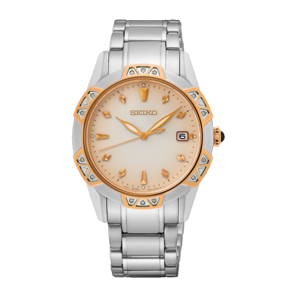 Seiko Caprice Ladies Silver Gold Watch SKK730P1