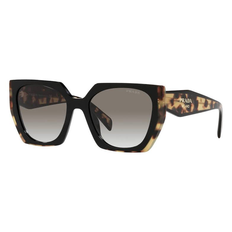 Prada Women's Black Tortoise Rectangle Sunglasses Grey Gradient PR15WS