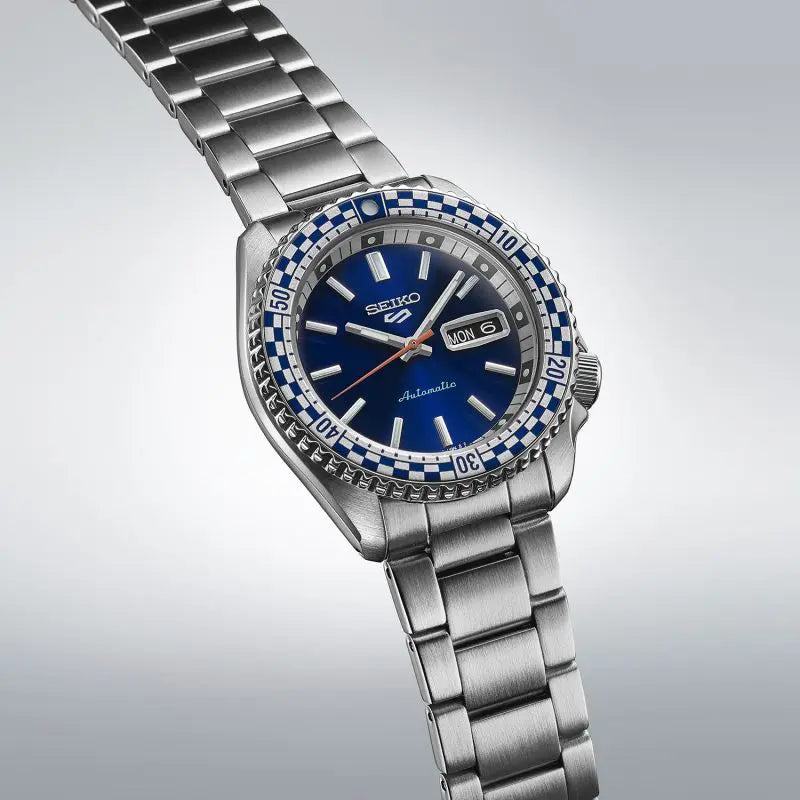 Seiko Men's Watch 5 Sports Petrol Blue Checker Flag Special Edition