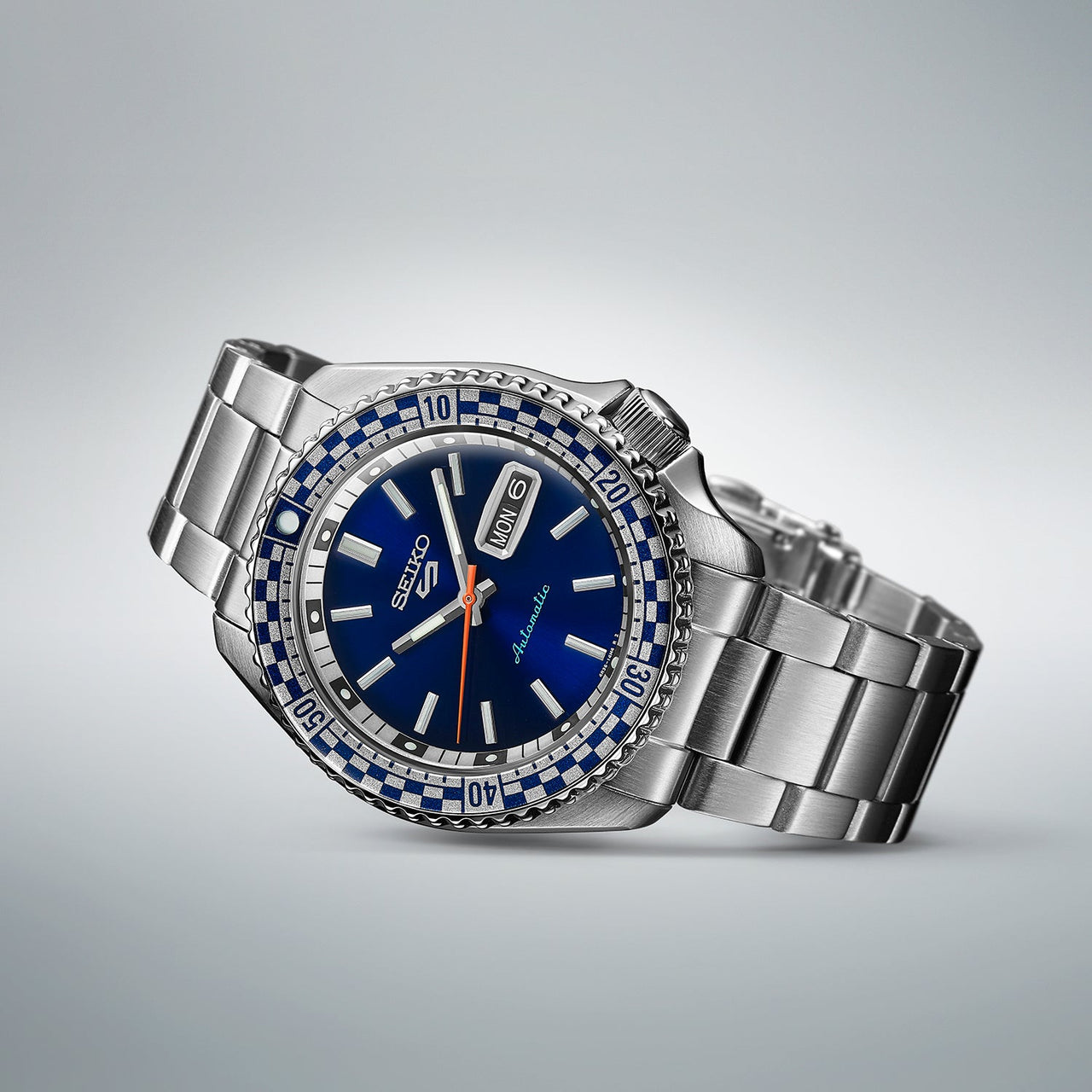Seiko Men's Watch 5 Sports Petrol Blue Checker Flag Special Edition
