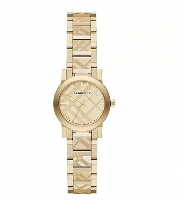 Burberry Ladies Watch The City 26mm Engraved Check Gold BU9234 ...