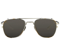Thumbnail for Kris Van Assche Sunglasses Titanium Rectangular Burnt Silver Gold Clip On with Silver Mirror Lenses
