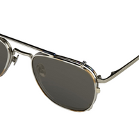 Thumbnail for Kris Van Assche Sunglasses Titanium Rectangular Burnt Silver Gold Clip On with Silver Mirror Lenses