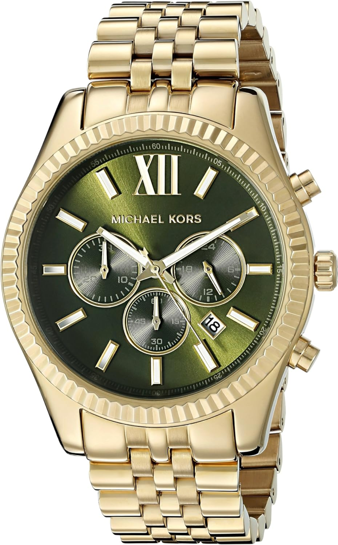 Michael Kors Men's Watch Lexington Chronograph 45mm Green Gold MK8446