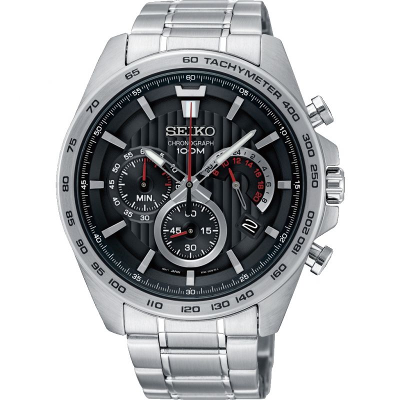 Seiko Chronograph Men's Black Watch SSB355P1