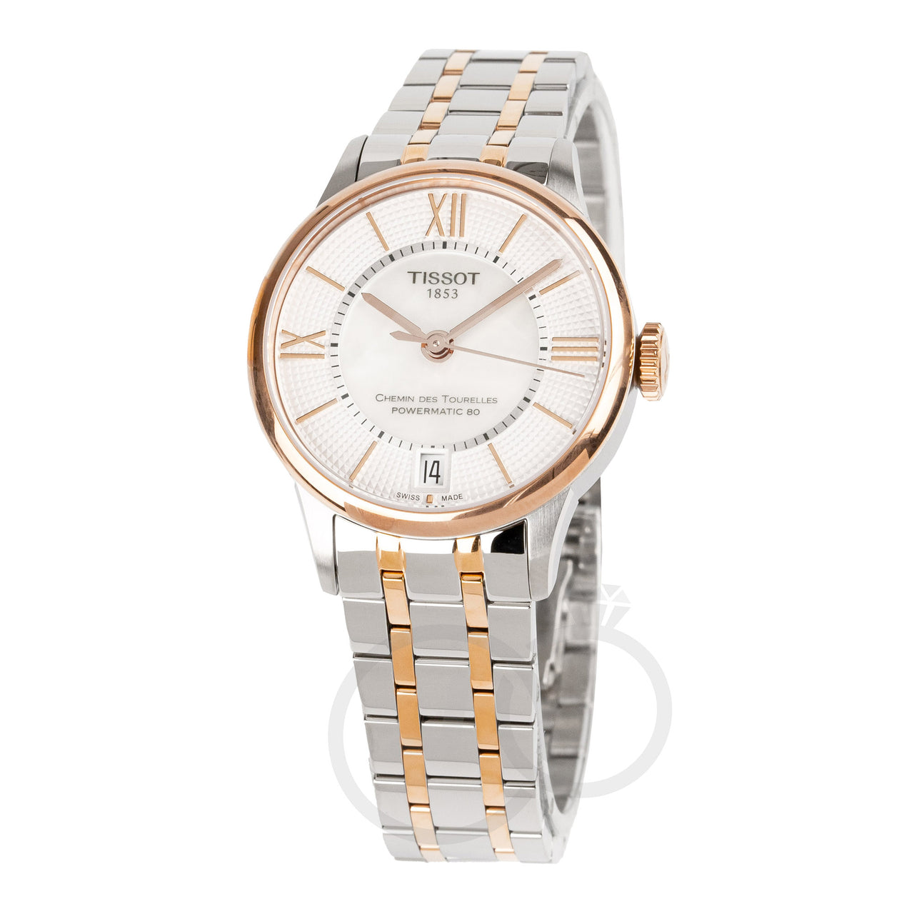 Tissot Chemin Des Tourelles Powermatic 80 Ladies White Rose Gold Watch T0992072211801