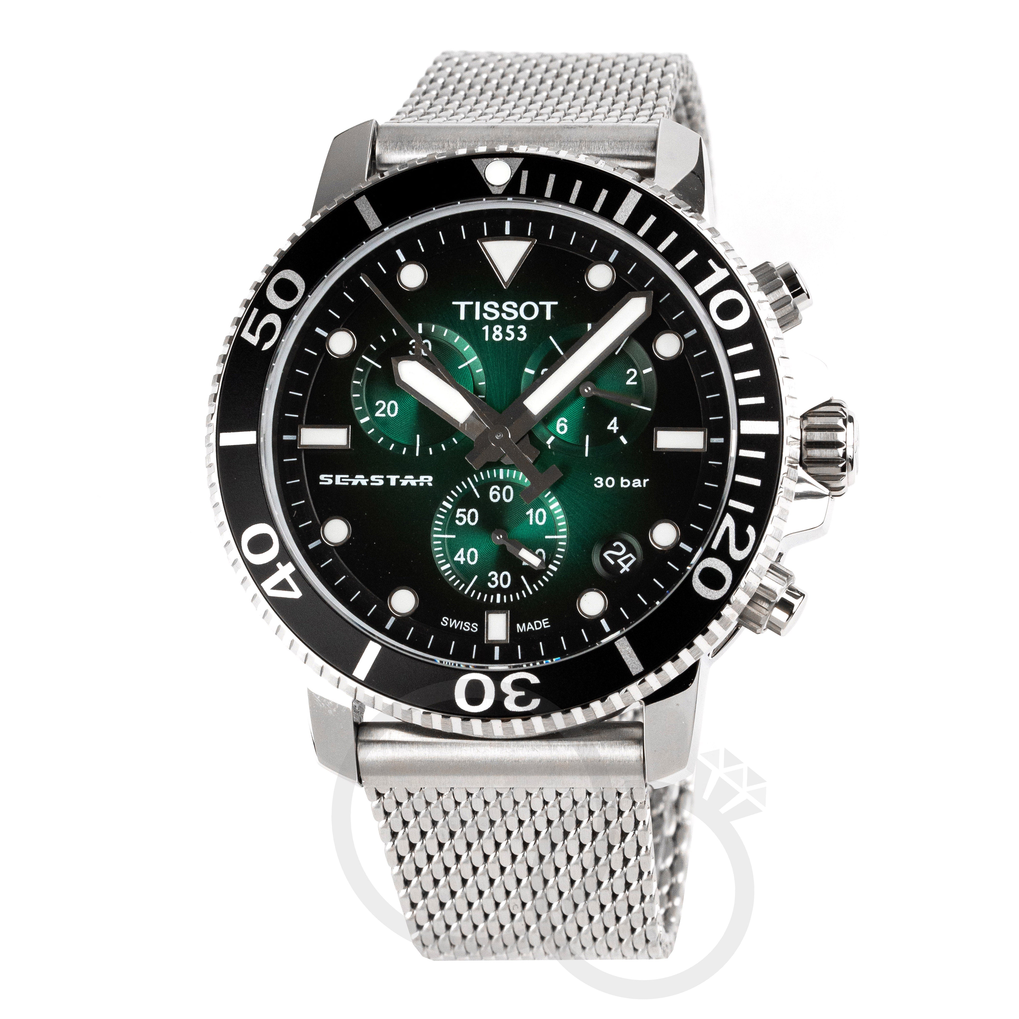 Tissot Chronograph Watch SEASTAR 1000 Green Mesh T1204171109100