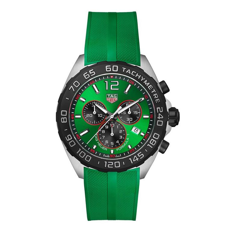 Tag Heuer Watch Formula 1 Green Rubber Strap Chronograph CAZ101AP.FT8056