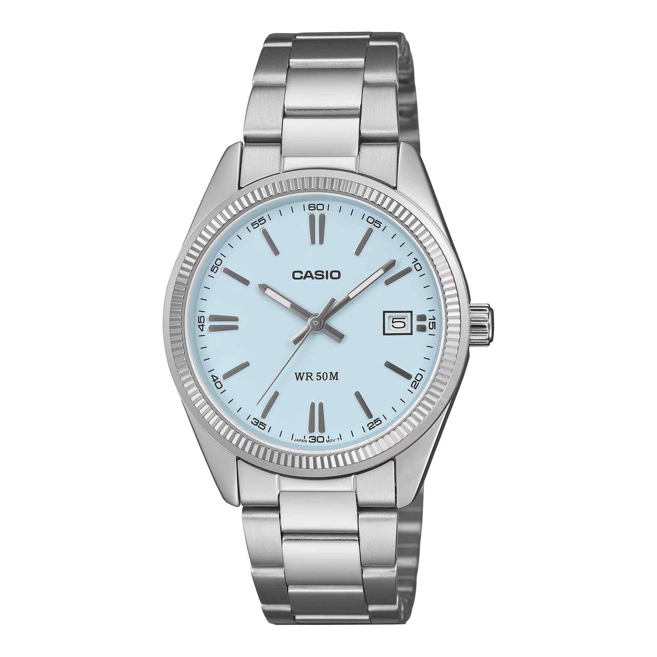 Casio Unisex Quartz Date Watch 35mm Classic Ice Blue Silver
