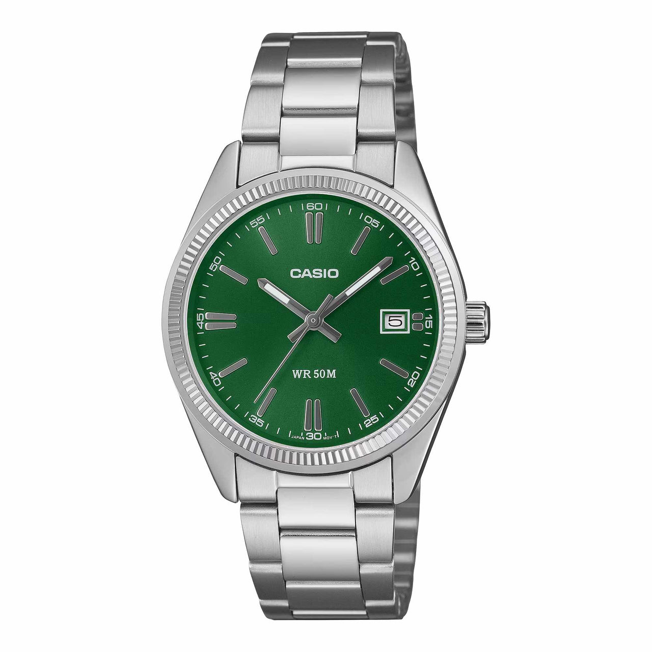 Casio Unisex Quartz Date Watch 35mm Classic Green Silver