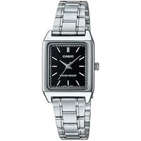 Thumbnail for Casio Ladies' 22mm Rectangular Black Stainless Steel Watch